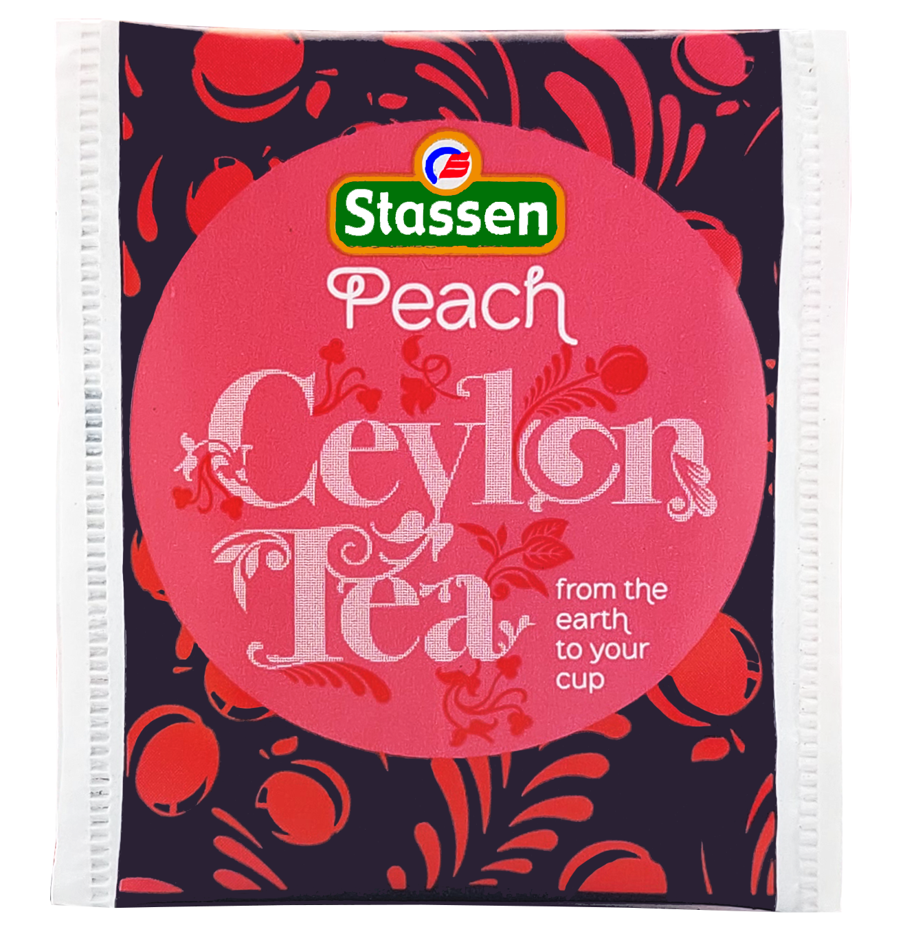 Torebka herbaty z zawieszką Stassen Peach Tea – czarna herbata cejlońska w torebce.