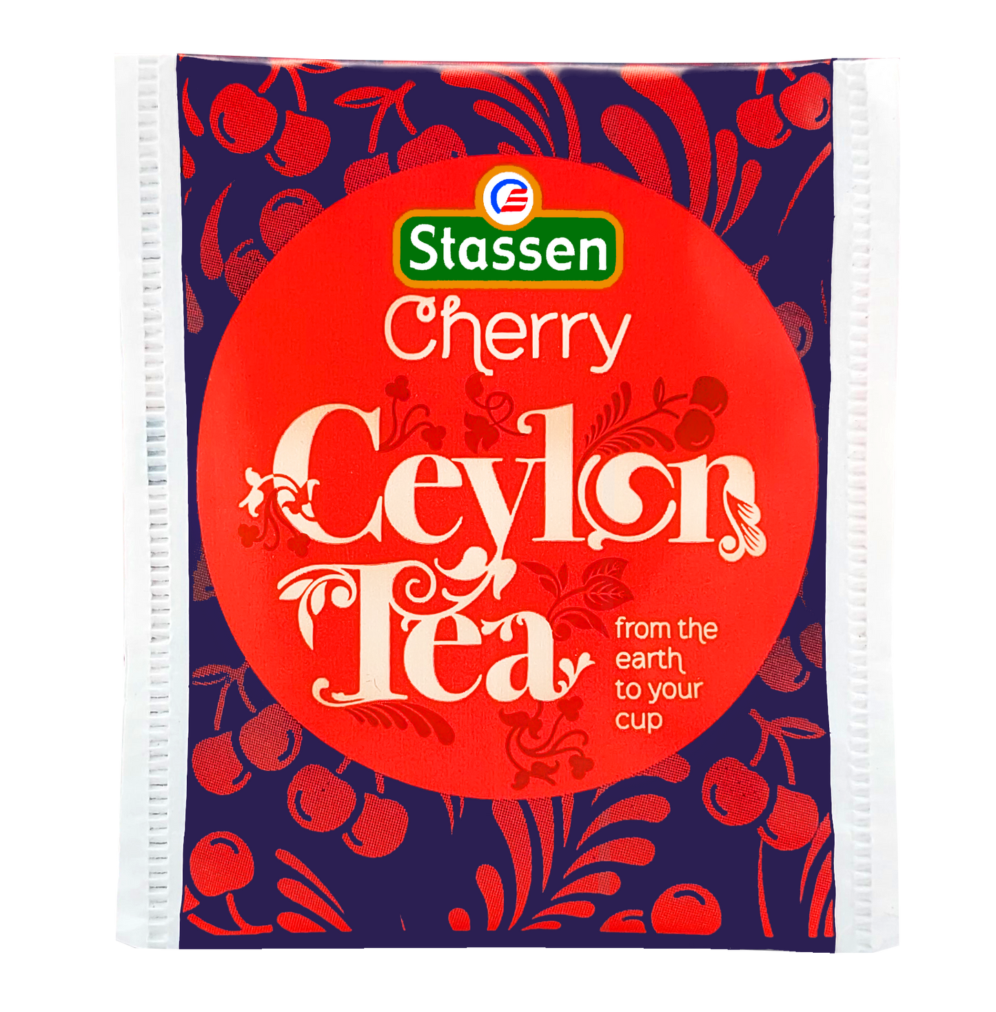 Koperta herbaty Stassen Cherry Tea – czarna herbata z aromatem wiśni w saszetkach.