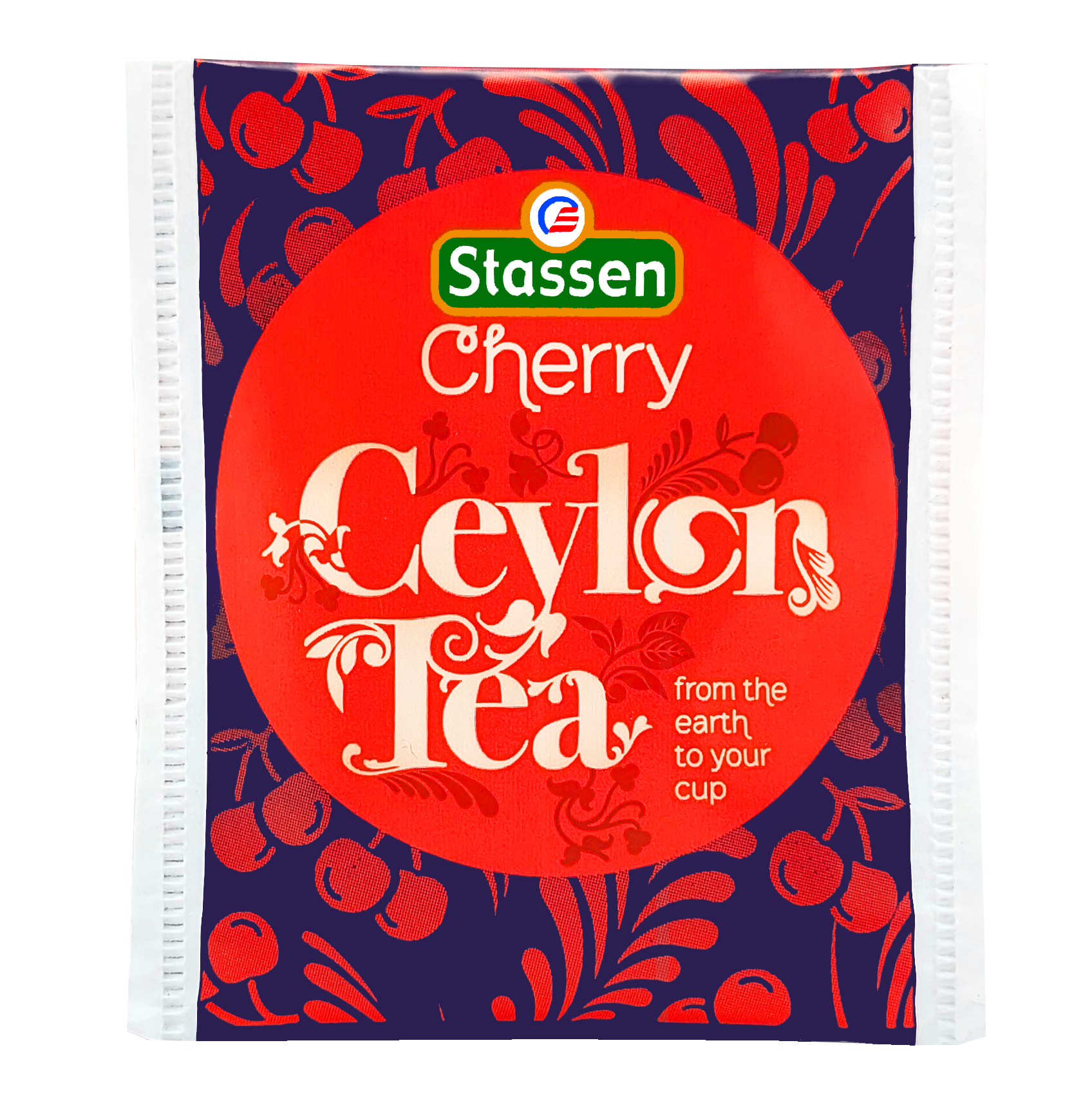 Koperta herbaty Stassen Cherry Tea – czarna herbata z aromatem wiśni w saszetkach.