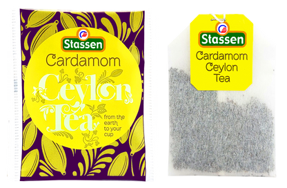 Koperta i saszetka herbaty Stassen Cardamom – aromatyczna herbata czarna cejlońska.