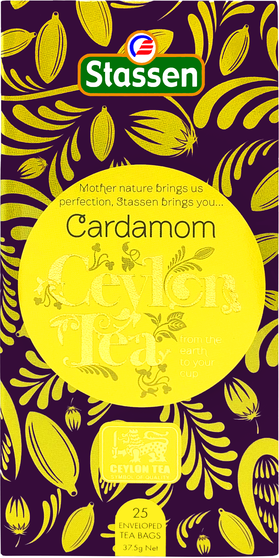 Opakowanie herbaty Stassen Cardamom Ceylon Tea – czarna herbata cejlońska z kardamonem.