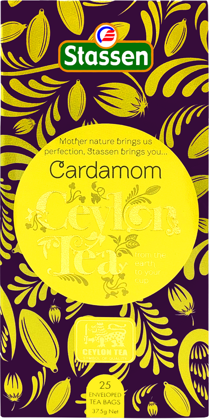 Opakowanie herbaty Stassen Cardamom Ceylon Tea – czarna herbata cejlońska z kardamonem.