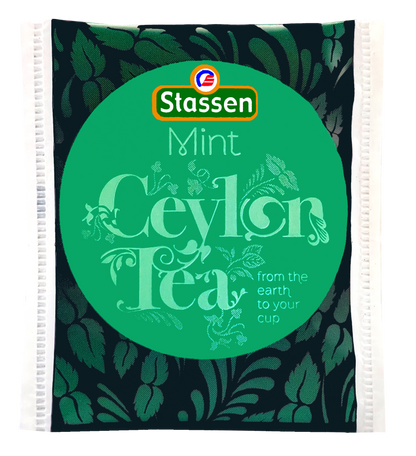 Koperta herbaty Stassen Mint Black Tea z cejlońską czarną herbatą i miętą.