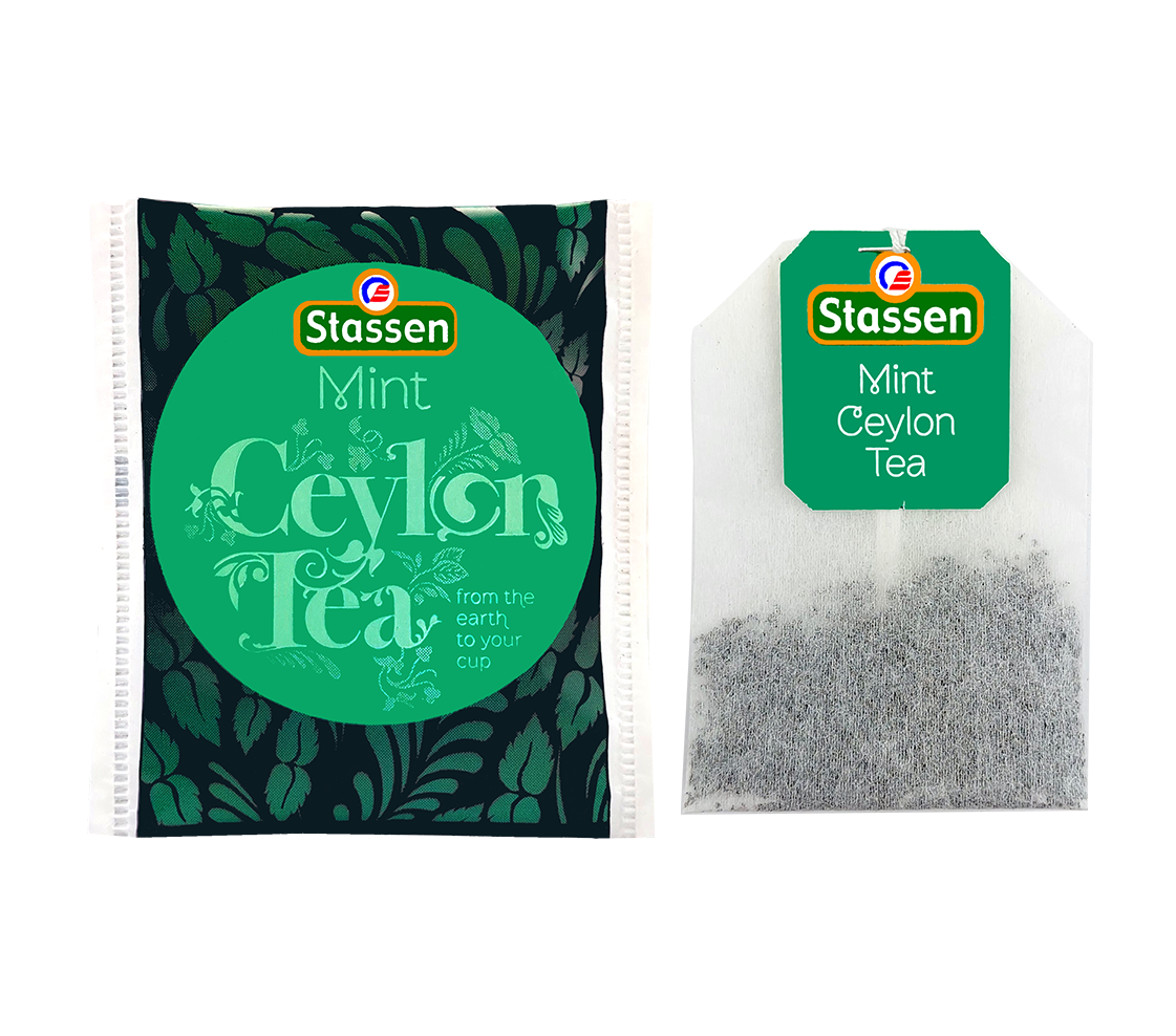 Zestaw koperty i torebki herbaty Stassen Mint Black Tea.
