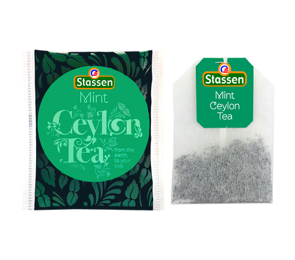Zestaw koperty i torebki herbaty Stassen Mint Black Tea.