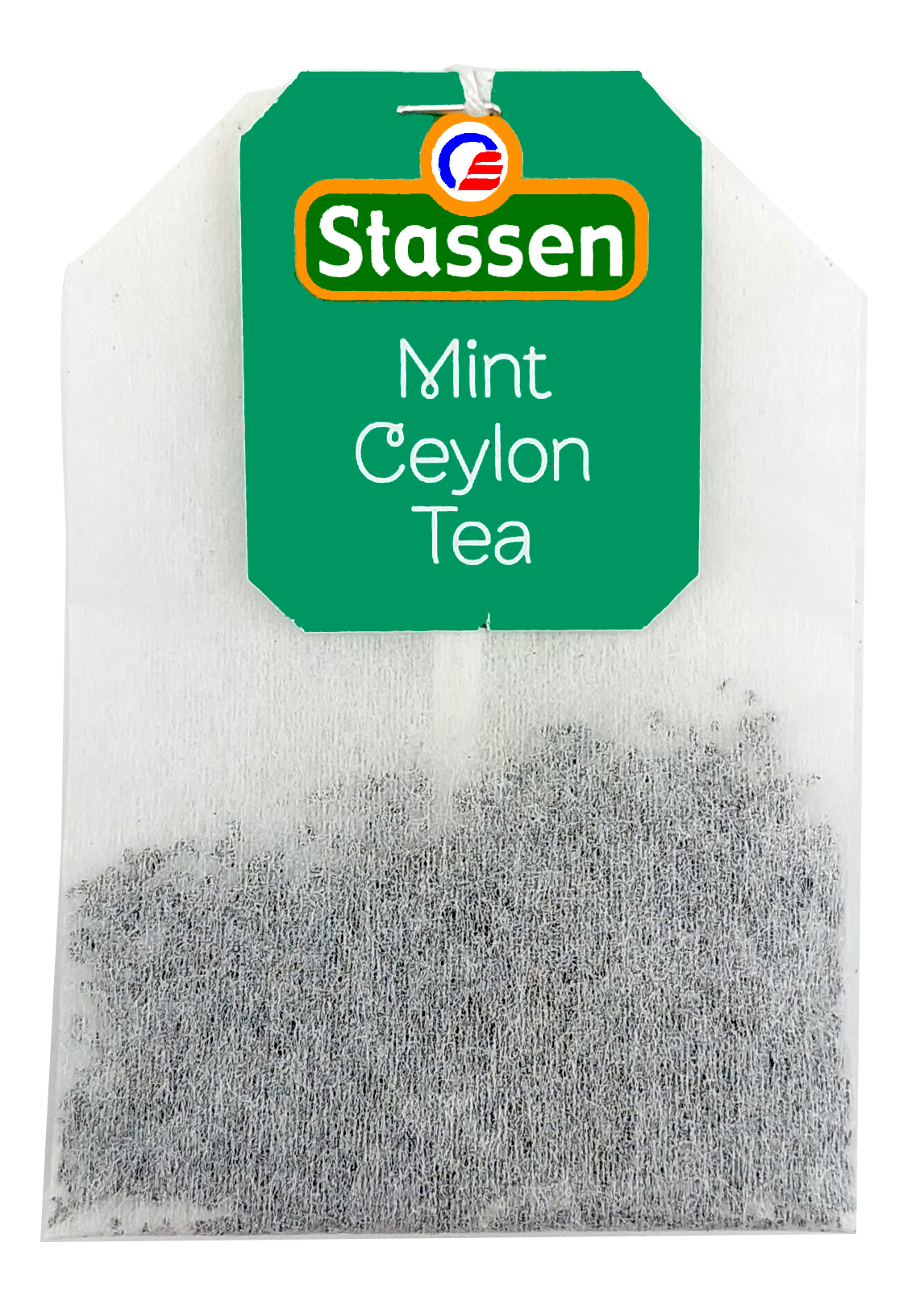 Torebka herbaty Stassen Mint Black Tea z metką.