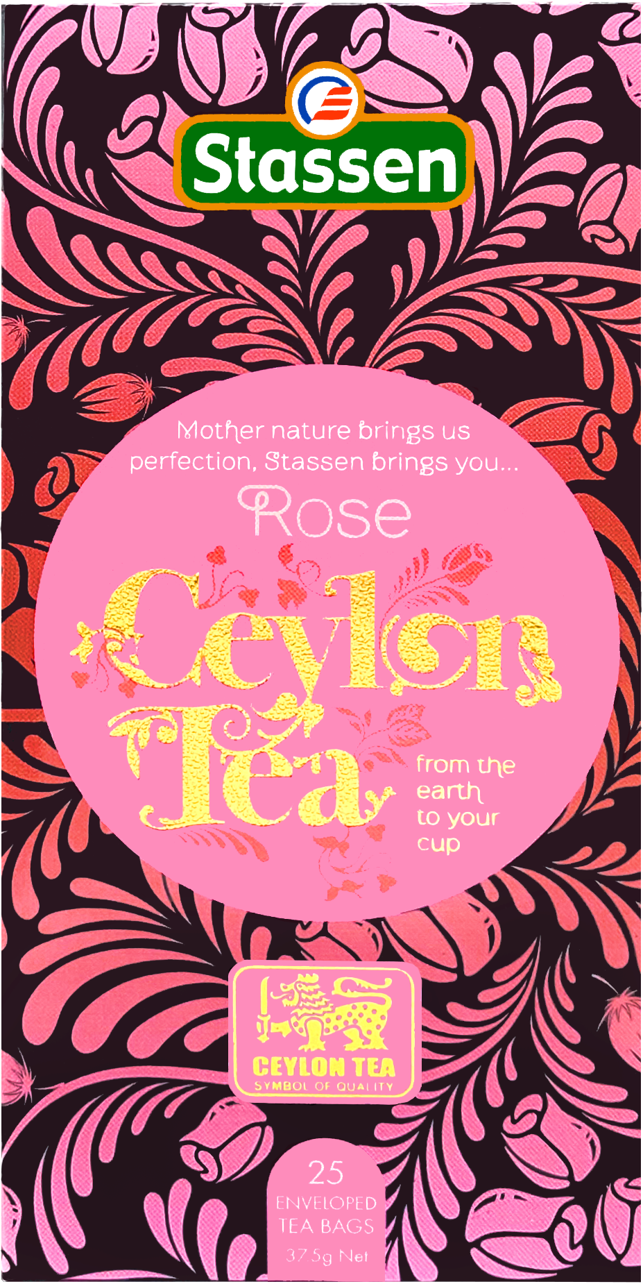 Opakowanie herbaty Stassen Rose Black Tea – czarna herbata cejlońska z aromatem róży.