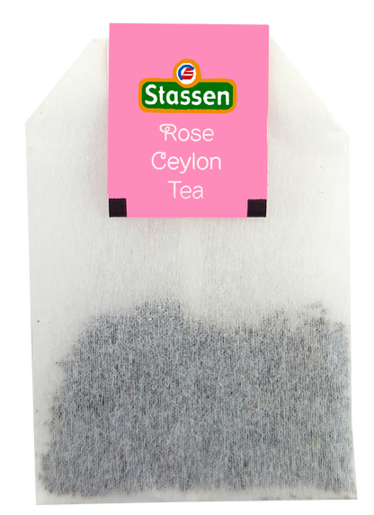 Torebka herbaty czarnej Stassen Rose z metką.