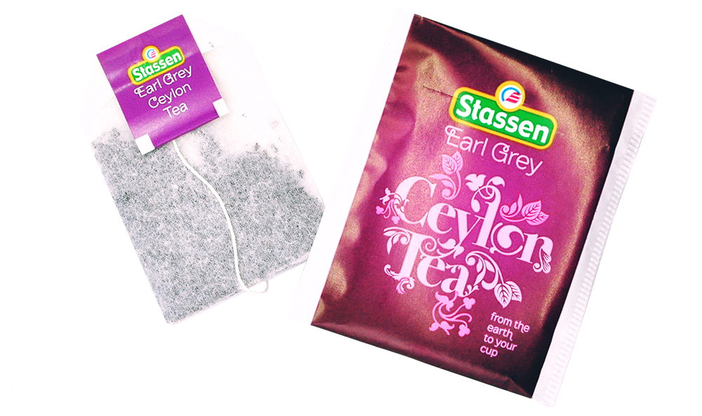 Koperta i torebka herbaty Stassen Earl Grey – czarna herbata cejlońska z aromatem bergamotki.