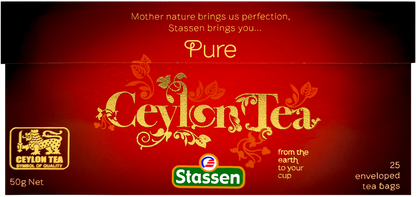 Herbata czarna Stassen Pure Ceylon – opakowanie położone na białym tle.