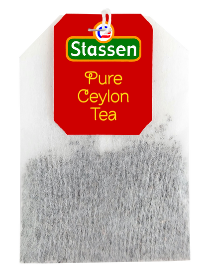 Torebka herbaty czarnej Stassen Pure Ceylon w kopercie, wysokiej jakości herbata cejlońska.