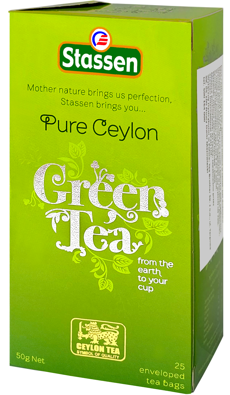 Opakowanie herbaty zielonej Stassen Pure Ceylon Green Tea 25 kopert.