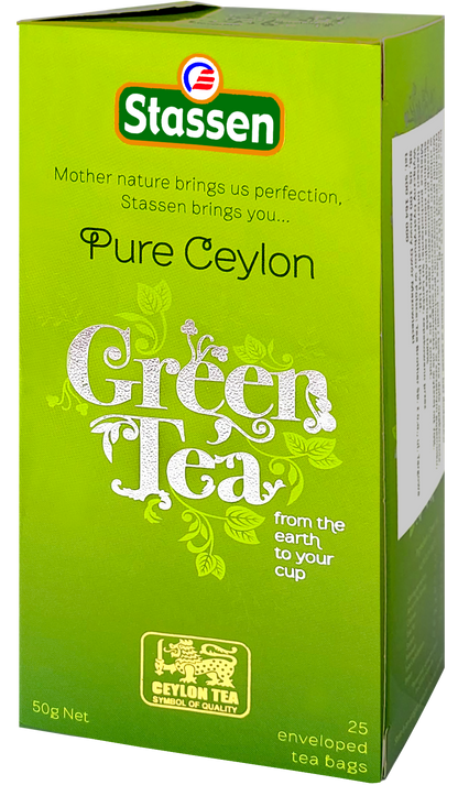 Opakowanie herbaty zielonej Stassen Pure Ceylon Green Tea 25 kopert.