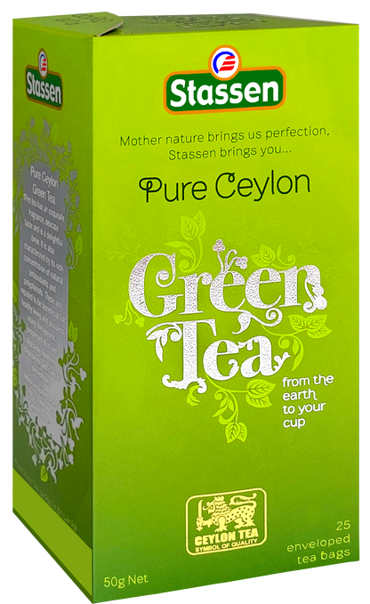 Herbata zielona Stassen Green Tea – pudełko widok z boku.