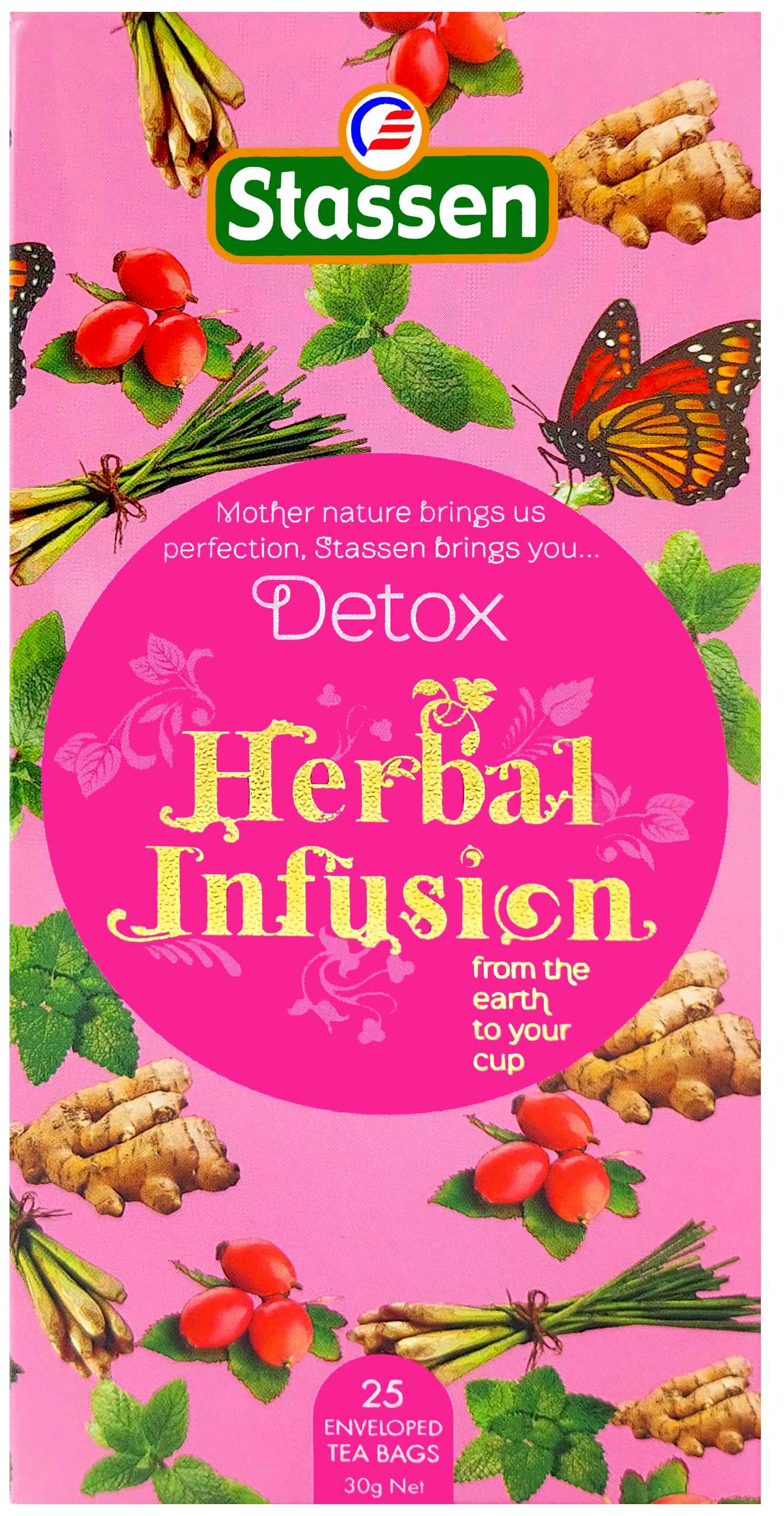 Opakowanie herbaty ziołowej Stassen Detox Herbal Infusion widok z przodu