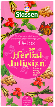 Opakowanie herbaty ziołowej Stassen Detox Herbal Infusion widok z przodu