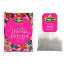 Saszetka i torebka Stassen Detox Herbal Infusion obok siebie