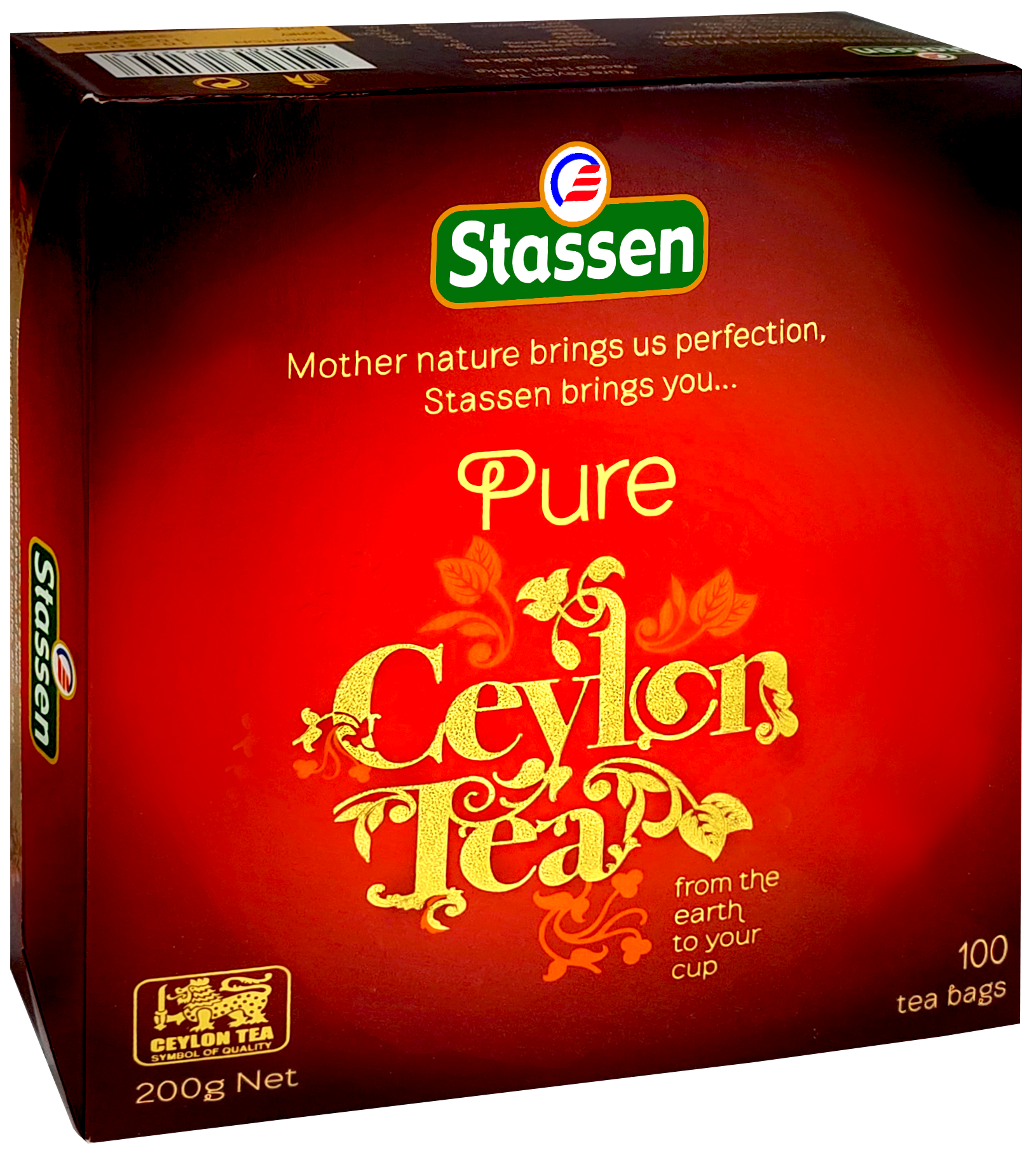 Opakowanie Stassen Pure Ceylon Tea widok z boku pod kątem lewym