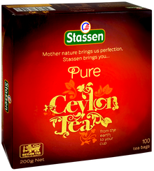 Opakowanie Stassen Pure Ceylon Tea widok z boku pod kątem lewym