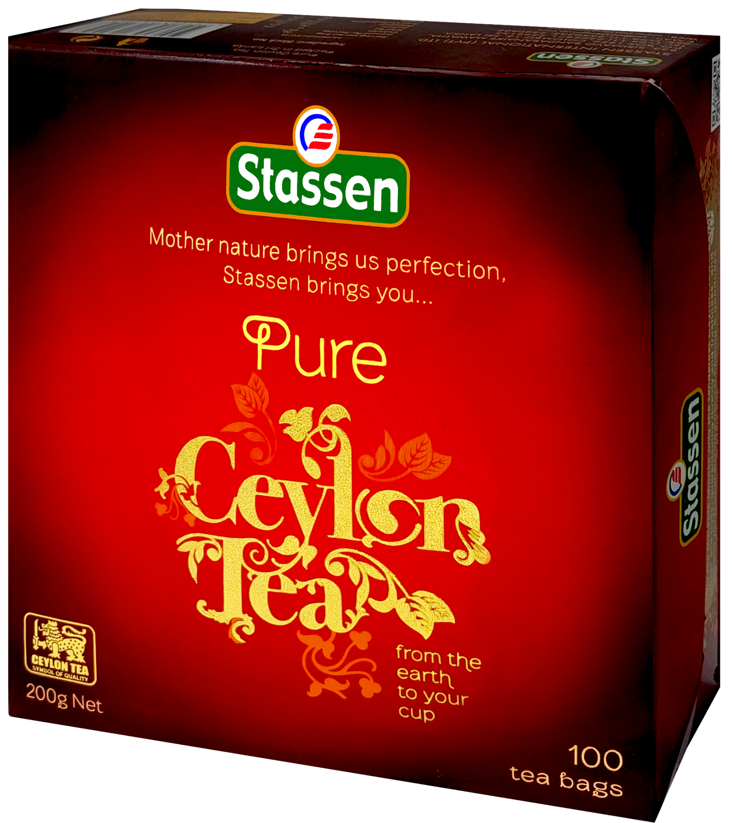 Herbata Stassen Pure Ceylon Tea pudełko prezentowane pod kątem prawym