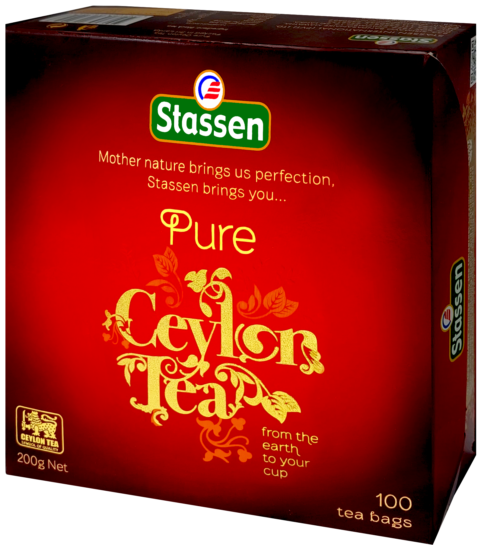 Herbata Stassen Pure Ceylon Tea pudełko prezentowane pod kątem prawym