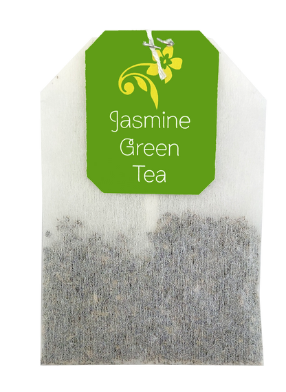 Torebka zielonej herbaty Stassen Jasmine Green Tea z zieloną etykietą