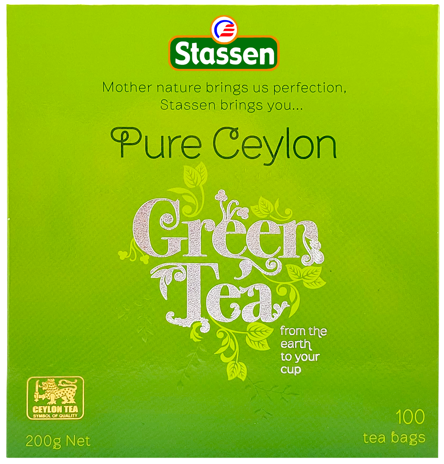 Opakowanie herbaty zielonej Pure Ceylon Green Tea Stassen 100 torebek