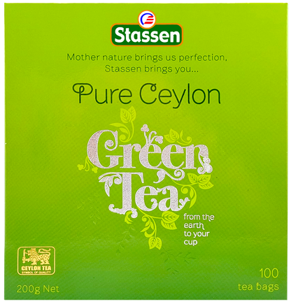 Opakowanie herbaty zielonej Pure Ceylon Green Tea Stassen 100 torebek