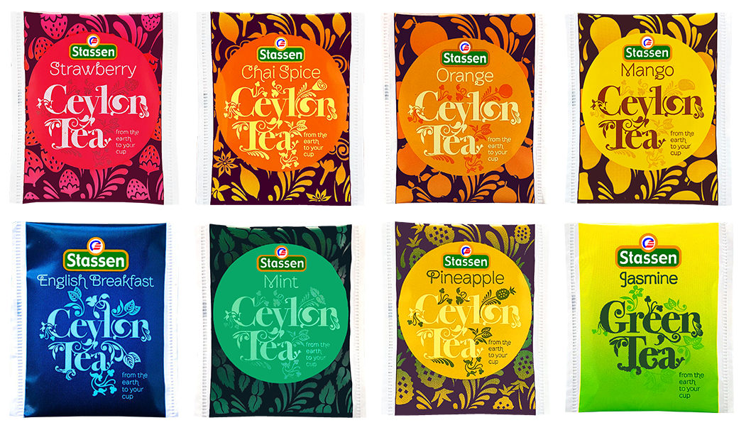 Zestaw herbat Stassen Teas Blue – 8 smaków w kolorowych kopertach.