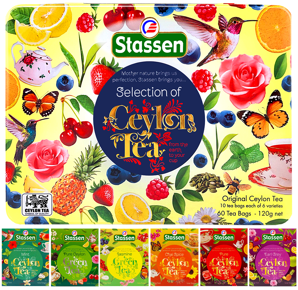 Zestaw Stassen 6 smaków herbaty Ceylon Tea w puszce kolekcjonerskiej.