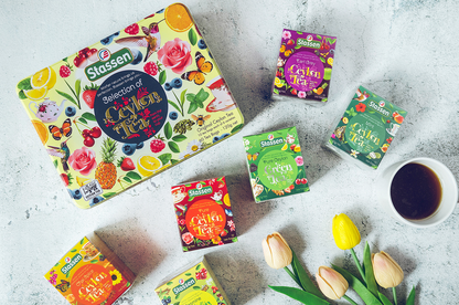 Elegancka puszka Stassen Yellow Tea z cejlońskimi herbatami idealna na prezent.