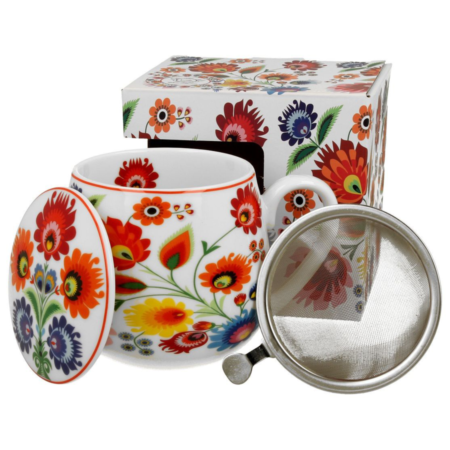 Kubek baryłka z zaparzaczem Łowicz - 430 ml