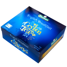 Widok z góry na pudełko herbaty Stassen English Breakfast.