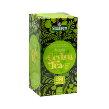 Saszetka i torebka herbaty czarnej Stassen Apple Tea obok siebie.