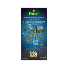 Pionowe pudełko herbaty English Breakfast Stassen – elegancka czarna herbata.