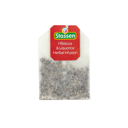 Torebka herbaty Hibiscus & Liquorice Stassen – napar z hibiskusa i lukrecji.