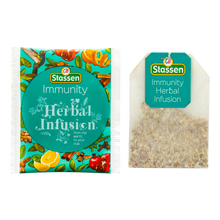 Koperta i torebka herbaty Immunity Stassen – aromatyczny napar z ziół i owoców.