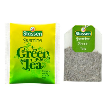 Saszetka i torebka herbaty Stassen Jasmine Green Tea – zielona herbata z jaśminem.