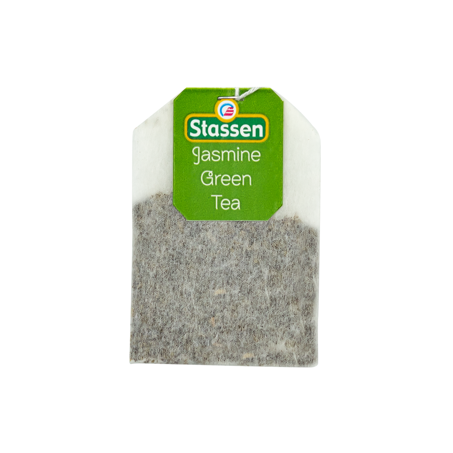 Torebka herbaty Stassen Jasmine Green Tea z zieloną etykietą – aromatyczna zielona herbata jaśminowa.