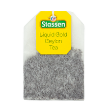 Torebka herbaty Stassen Liquid Gold Tea z żółtą etykietą – czarna herbata cejlońska.