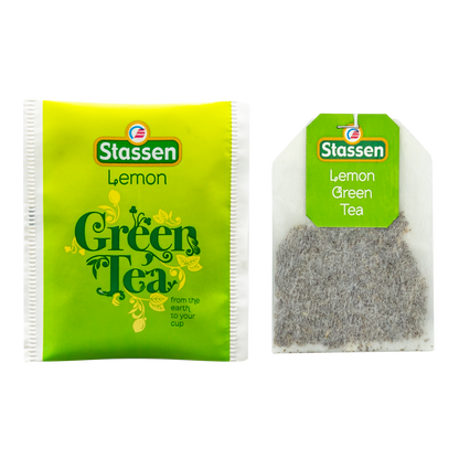 Koperta i torebka herbaty Stassen Lemon Green Tea – aromatyczna zielona herbata cytrynowa.
