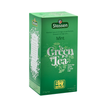 Prawy bok opakowania Stassen Mint Green Tea – aromatyczna zielona herbata z nutą mięty.