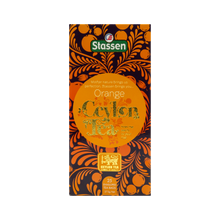 Pionowe opakowanie herbaty Stassen Orange Tea – klasyczna czarna herbata o cytrusowym aromacie.