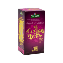 Prawy bok opakowania Stassen Premium Quality Ceylon Tea – aromatyczna herbata cejlońska w torebkach.