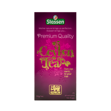 Pionowe opakowanie herbaty Stassen Premium Quality Ceylon Tea – herbata czarna o głębokim aromacie.