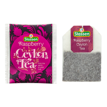 Koperta i torebka herbaty Stassen Raspberry Tea – aromatyczna herbata cejlońska z maliną.