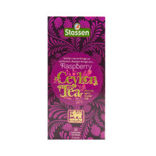 Pionowe opakowanie Stassen Raspberry Tea – czarna herbata z owocową nutą.