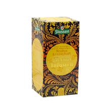 Prawy bok opakowania Stassen Rooibos & Honeybush – ziołowa herbata relaksująca bez kofeiny.