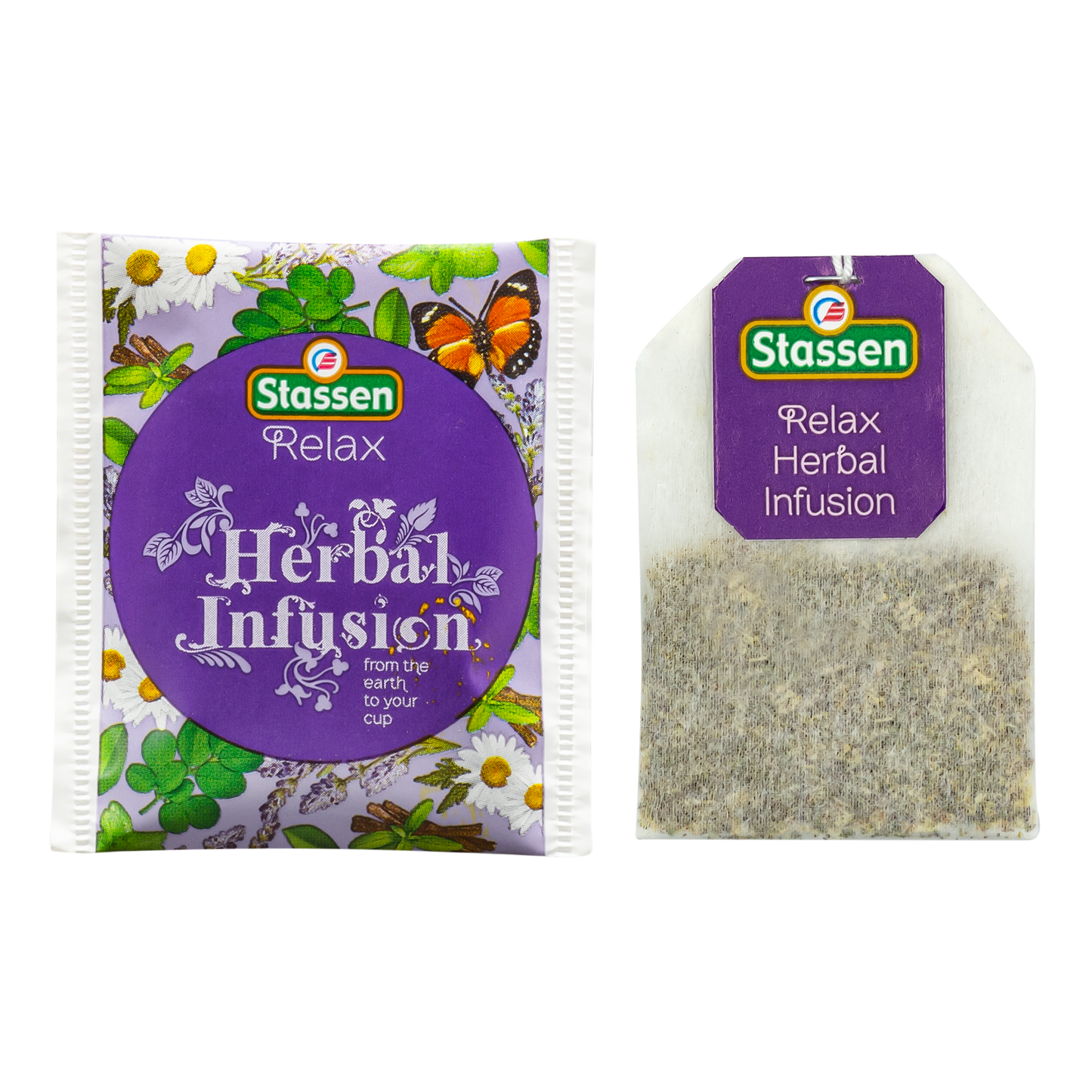 Koperta i torebka Stassen Relax Herbal Infusion – herbata z rumiankiem, melisą i lawendą.