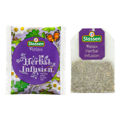 Koperta i torebka Stassen Relax Herbal Infusion – herbata z rumiankiem, melisą i lawendą.